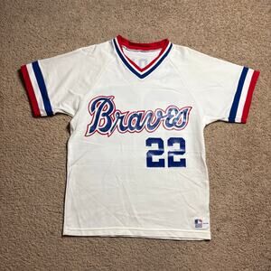 Vintage 80’s Atlanta Beavers Serno Jersey Baseball Sz M White Medalist Sand Knit